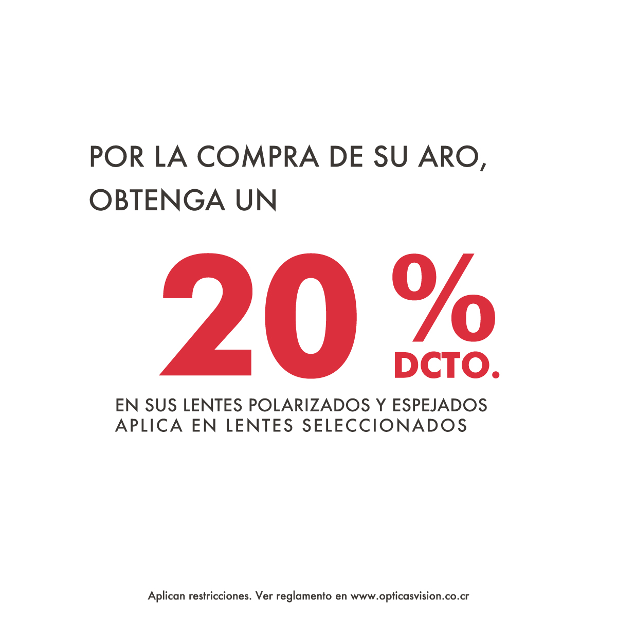 20% de desc. en lentes de sol graduados