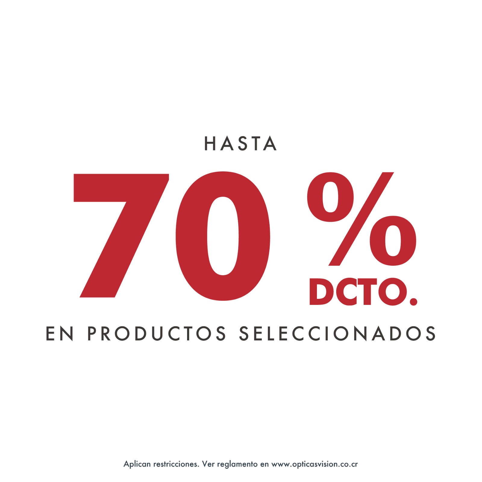 70% desc. en Productos Seleccionados