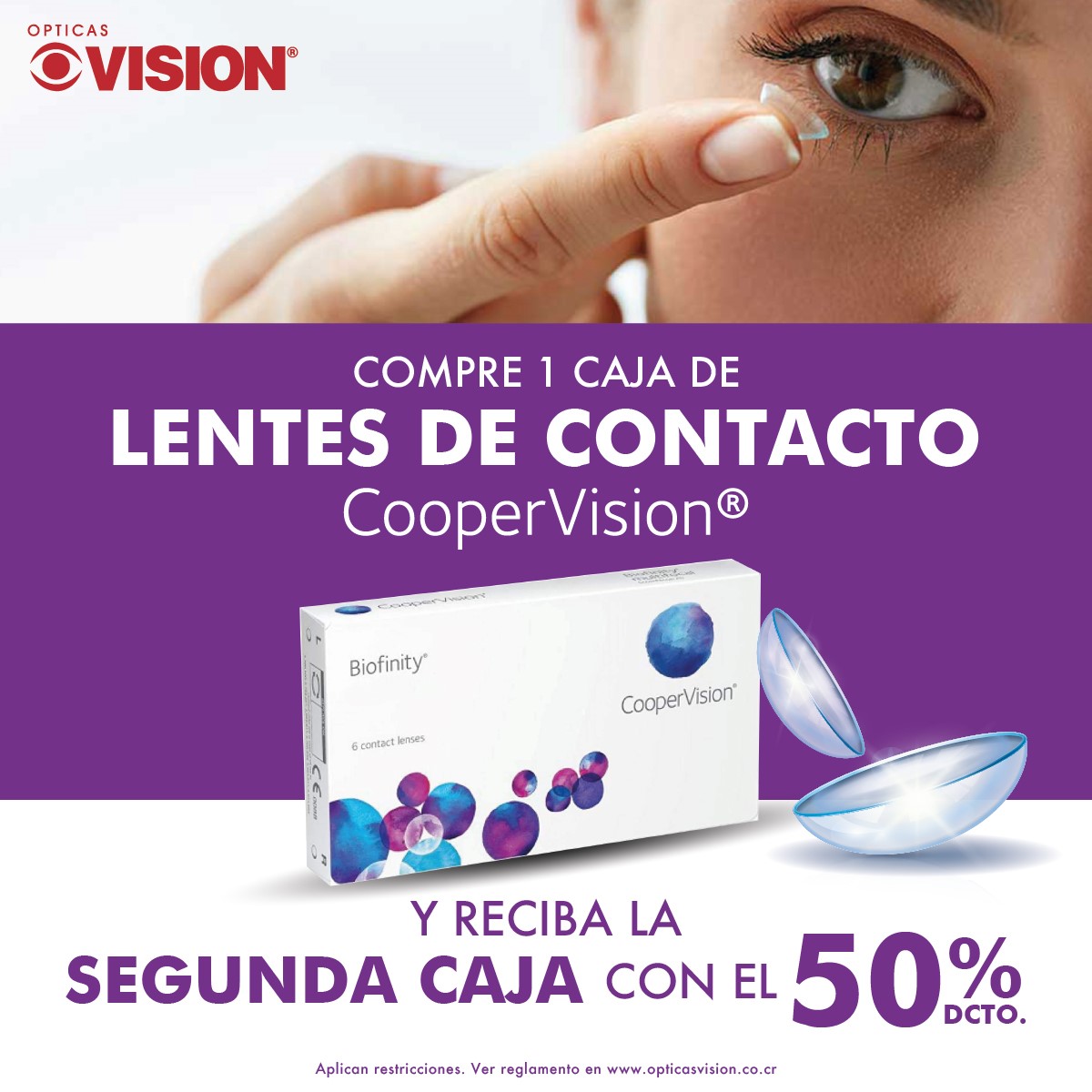 50% desc. en 2da caja Lentes de Contacto Biofinity